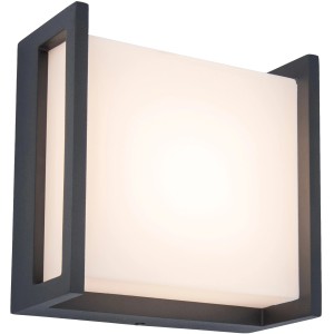 Négyzet alakú Lutec LED kültéri fali lámpa Qubo kicsi, modern homlokzati világítás.