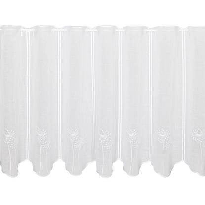 Vitrázsfüggöny V228 45 cm magas fehér virágos méteráru