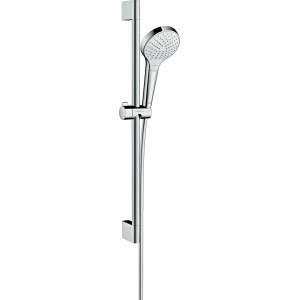 Hansgrohe Croma Select S Vario zuhanyszett, 65 cm-es rúddal, fehér/króm, kézi zuhannyal és tömlővel.