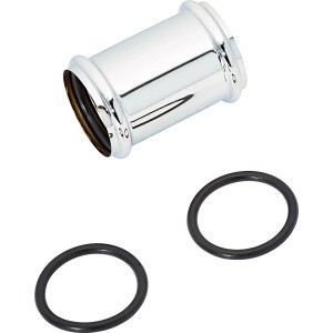Krómozott 60 mm-es dupla hüvely két O-gyűrűvel szifoncsövek csatlakoztatásához.