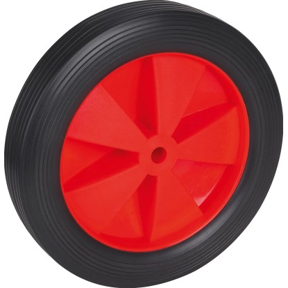 Kocsikerék műanyag felni recézett profil 200 mm átmérő 40 kg piros