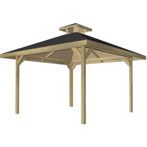 Weka Rimini szabadidő pavilon szett, 304x304 cm, fa pavilon tetővel.