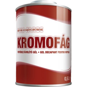 Poli-Farbe Kromofág festékeltávolító gél, 0,5 literes dobozban. Festékrétegek eltávolításához.