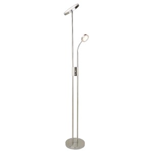 Modern LED állólámpa két lámpával, ezüst színben.