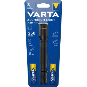 Varta Aluminium Light F20 Pro zseblámpa elemekkel, 250 lumen.