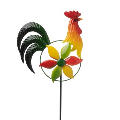 Kakas leszúrható kerti dísz szélkerékkel 80 cm