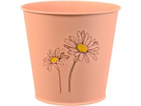 Cink vödör gyógynöv. cserép lakk. virágminta lazacszín 14,6 x 16 cm