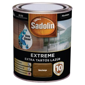 Sadolin Extreme falazúr, Gesztenye színben, a tartós védelemért és a szép fa felületekért.
