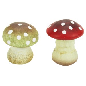 Dekoratív kerámia gombák, barna-piros, 5,5 cm, őszi dekorációhoz.
