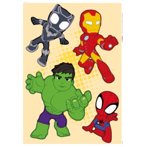 Komar Deko-Sticker Spiderman Group Spiderman, Hulk, Iron Man és Black Panther mint fali dekoráció.