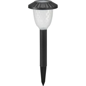 Fekete LED-es szolár lámpa, 39 cm magas, kerti utakhoz és kültéri területekhez.