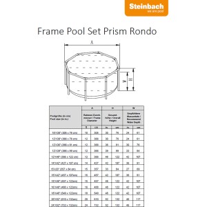 Az Intex Premium Frame Pool Set Prism Clearview illusztrációja méretekkel.