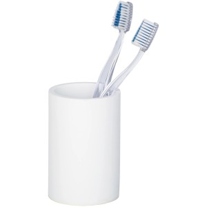 Fehér Wenko Ida fogkefetartó két fogkefével. Egyszerű design a fürdőszobába.