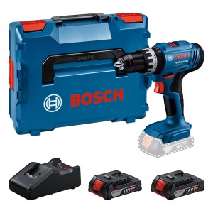 Bosch Professional GSB 18V-25 akkus ütvefúró-csavarozó akkumulátorokkal, töltővel és kofferrel.