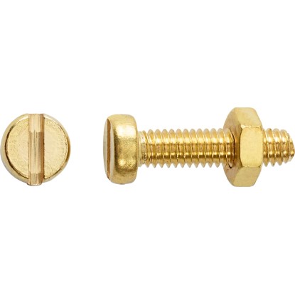Hengeres fejű menetes csavar PZ sárgaréz M3 x 10 mm 8 db + anya