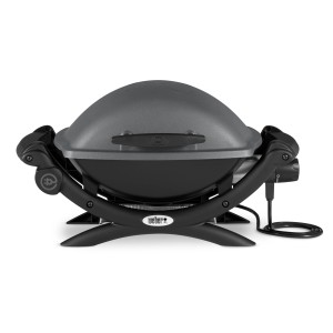 Weber Q 1400 elektromos asztali grill, sötétszürke, 2200 W, ideális erkélyre és teraszra.