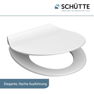Fehér Schütte WC ülőke Slim Duroplast, lassú záródású és gyorsrögzítős.