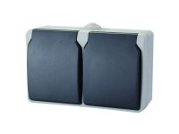 Aquatop falonkívüli 2 férőhelyes dugalj vízszintes IP54 szürke Aquatop falonkívüli 2 férőhelyes dugalj vízszintes IP54 szürke