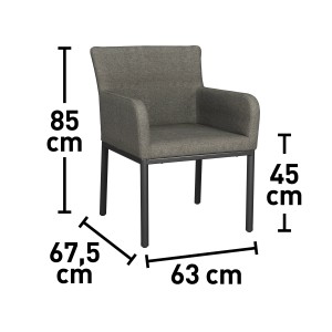 Pacora kerti szék, antracit színű karosszék karfával és alumínium vázzal, méretei: 85x63x67,5 cm.
