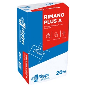 Rigips Rimano Plus A, 20kg zsák glettanyag sima falakhoz.