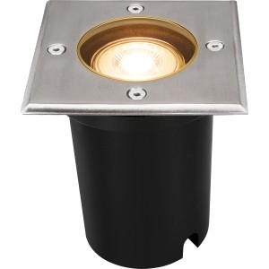 Négyzet alakú LED süllyesztett padlólámpa, 35W, rozsdamentes acél hatású kültéri használatra.