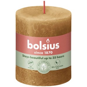 Bolsius Rusztikus gyertya Shine, 80/68 mm, fűszerbarna. Oszlopos gyertya a hangulatos légkörért, akár 35 órás égési idő.