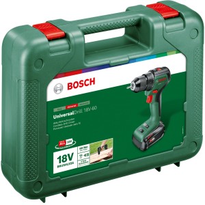 Bosch UniversalDrill 18V-60 akkus fúró-csavarozó akkumulátorral és töltővel, kofferben.