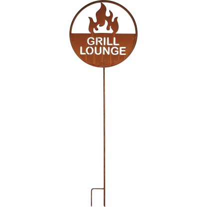 Leszúrható kerti dekoráció Grilllounge felirattal 136 cm rozsdaszín