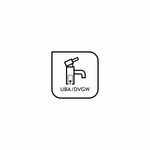 A Liro kádcsaptelep szimbóluma: UBA/DVGW tanúsítvány ivóvízre.