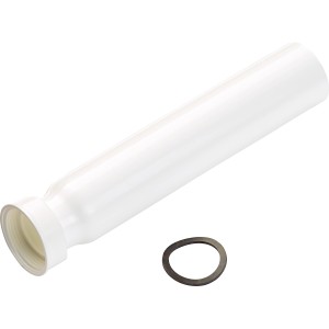 Fehér szifonhosszabbító cső (44,8 mm), 25 cm hosszú, tömítőgyűrűvel.