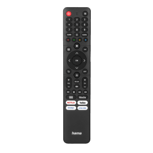 Hama univerzális távirányító Hisense TV-khez app gombokkal Netflixhez, YouTube-hoz, Disney+-hoz és Amazon Prime-hoz.