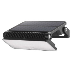 Fekete LED-es kültéri reflektor napelemmel a kertbe.