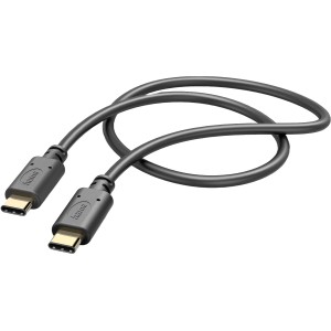 Fekete Hama USB-C - USB-C töltőkábel, 1 m hosszú, számítógépekhez és multimédiához.