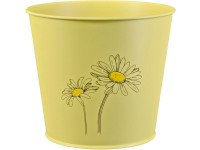 Cink vödör gyógynöv. cserép lakk. virágminta sárga 16 cm x 18,5 cm