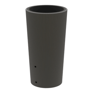 Antracit színű Wave 2in1 esővízgyűjtő hordó, 200 l, barázdált felülettel és két nyílással.