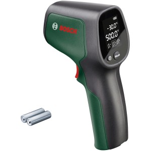 Bosch UniversalTemp infravörös hőmérő elemekkel, mérési tartomány -30°C és +500°C között. Hőmérsékletméréshez.