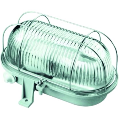 Hajólámpa ovális fémráccsal IP44 E27 60 W szürke