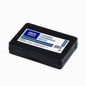 Fekete doboz 6 Iris Tools csavarhúzóval, készlet precíz csavarozáshoz.
