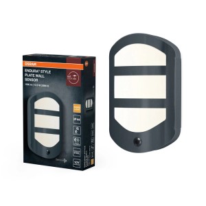 Sötétszürke Osram Endura Style Plate LED kültéri lámpa mozgásérzékelővel, rozsdamentes acél, három fénysáv, IP44.