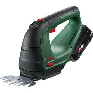 Bosch AdvancedShear 18V-10 akkus fű- és bokornyíró akkumulátorral és töltővel.