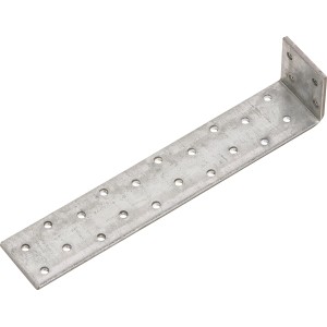 Horganyzott lapos acél horgony, 200x40x4 mm, fa szerkezetekhez, szög és fa összekötő.