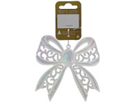 Karácsonyi dekor masni dísz műanyagból 11 cm x 11 cm gyöngyház Karácsonyi dekor masni dísz műanyagból 11 cm x 11 cm gyöngyház