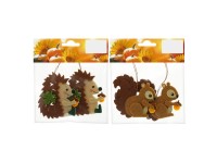 Őszi állatok felakasztható dísz filcből 2-féle változatban 7 cm barna