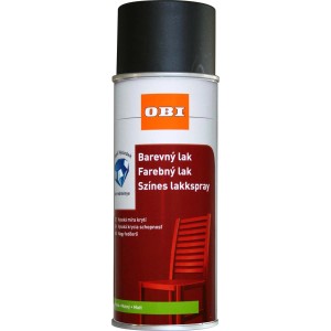 OBI Színes spray festék, különböző felületekre alkalmas, beltéri és kültéri használatra.