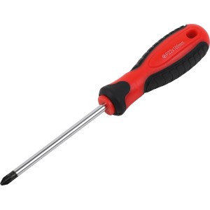 PZ2 x 100 mm-es csavarhúzó piros-fekete, 2 komponensű markolattal.