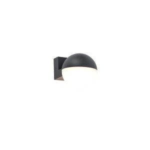 Modern LED kültéri fali lámpa gömb alakú, fekete/fehér.