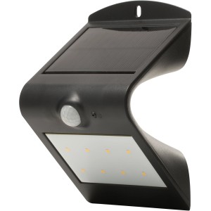 Fekete LED-es Butterfly szolár fali lámpa érzékelővel, 220 lumen, ideális kültéri használatra.