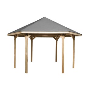 Weka Pavilon 656 Gr.2, 399x461 cm, nyomáskezelt fából. Kerti pavilon hatszögletű tetővel.