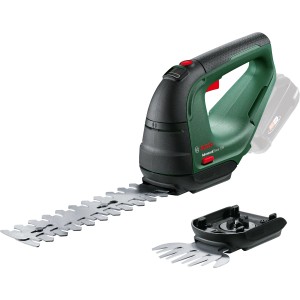 Bosch AdvancedShear 18V-10 akkus fű- és cserjévágó olló két kés tartozékkal.