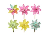 Decoris dekor szélkerék virág műanyag kültéri Ø 17 cm x 48 cm 6-féle változatban
